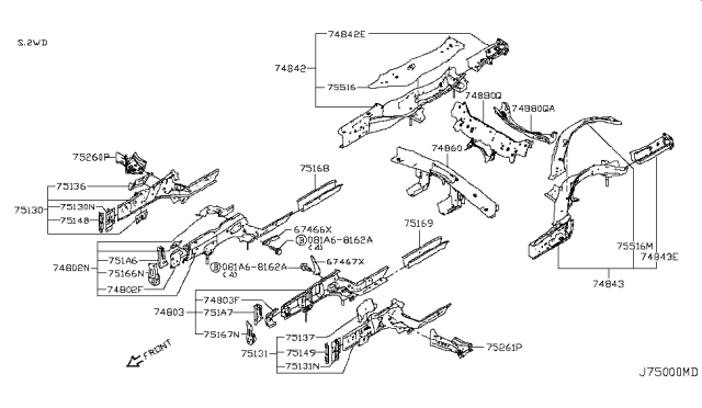 2014 Infiniti Q50 Member & Fitting Diagram 1