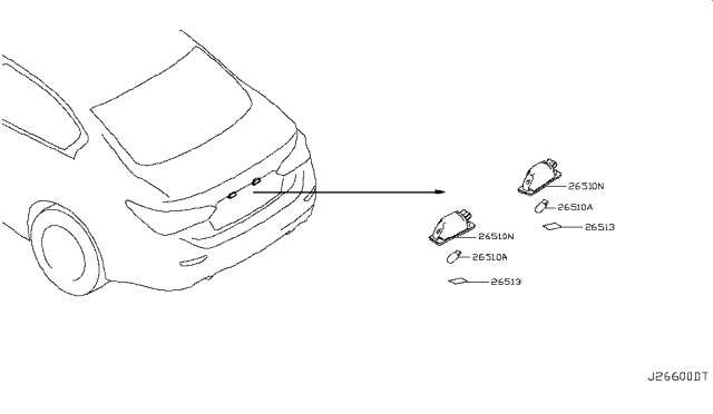 2017 Infiniti Q50 Lamp Assembly-Licence Plate Diagram for 26510-8990A