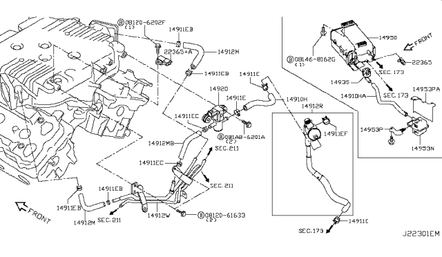 2016 Infiniti Q50 Engine Control Vacuum Piping Diagram 1