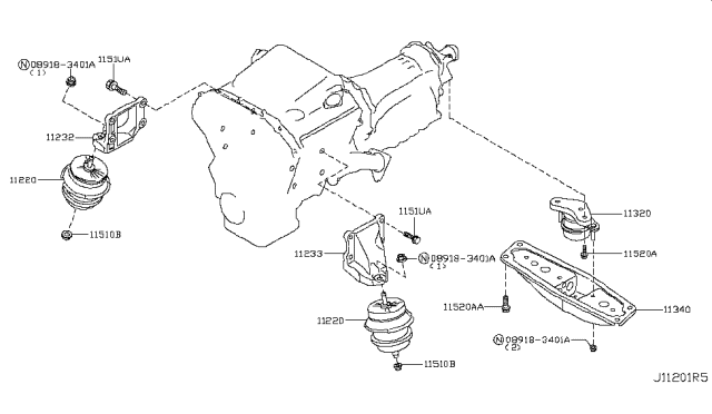 2015 Infiniti Q50 Engine & Transmission     Mounting Diagram 3