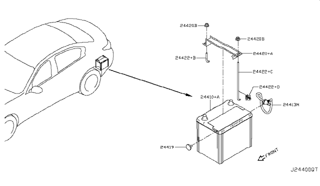 2017 Infiniti Q50 Battery & Battery Mounting Diagram 2