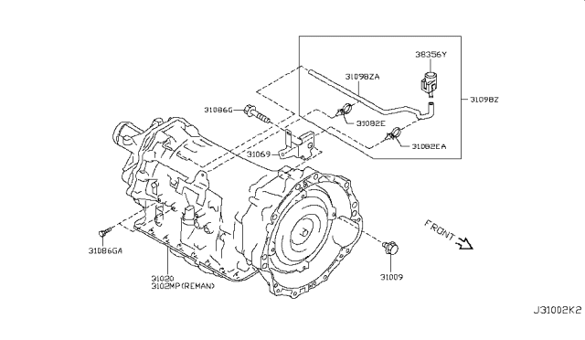 2015 Infiniti Q50 Auto Transmission,Transaxle & Fitting Diagram 4