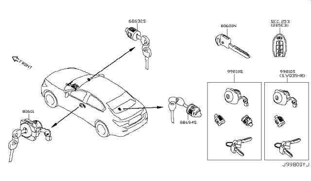 2017 Infiniti Q50 Key Set & Blank Key Diagram