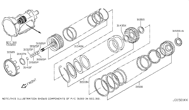 2017 Infiniti Q50 Clutch & Band Servo Diagram 2