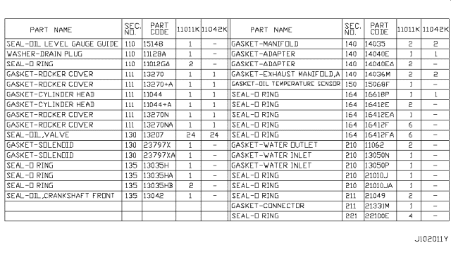 2014 Infiniti Q50 Engine Gasket Kit Diagram 2