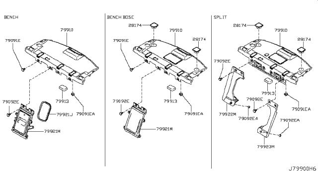 2014 Infiniti Q50 Rear Trimming Diagram