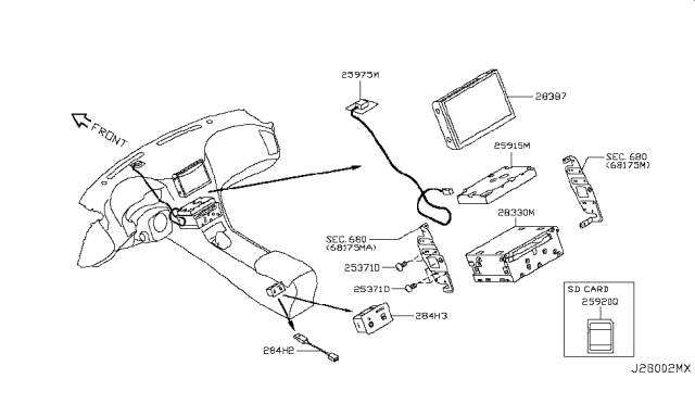 2017 Infiniti Q50 Controller Assembly-Display & It Master Diagram for 28387-4HK2C