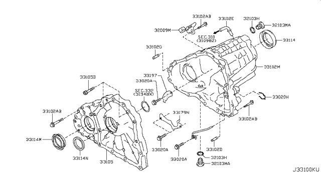 2019 Infiniti Q50 Rear Transfer Case Diagram for 33103-4GA0A