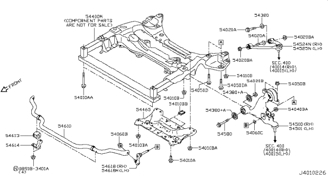 2017 Infiniti Q50 Transverse Link Complete, Left Lower Diagram for 54501-1BD2B