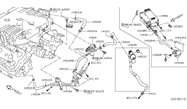 2014 Infiniti Q50 Engine Control Vacuum Piping Diagram 1