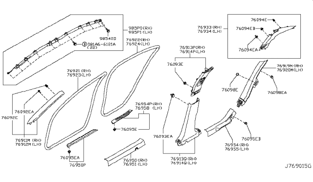 2018 Infiniti Q50 Plate-Kicking,Rear Outer LH Diagram for 769B3-4GA0A