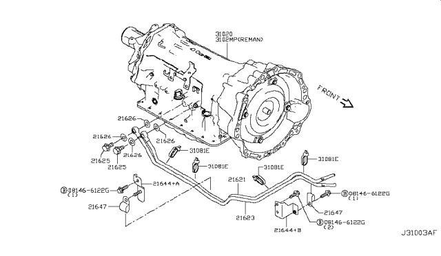 2017 Infiniti Q50 Auto Transmission,Transaxle & Fitting Diagram 10