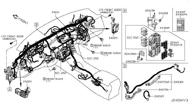 2015 Infiniti Q50 Harness-Main Diagram for 24010-4GA0D