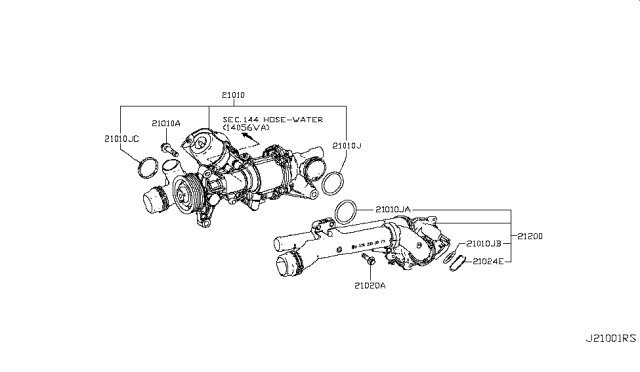 2018 Infiniti Q50 Water Pump, Cooling Fan & Thermostat Diagram 5