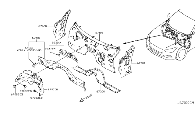 2016 Infiniti Q50 Dash Assy-Upper Diagram for F7100-6HAEA