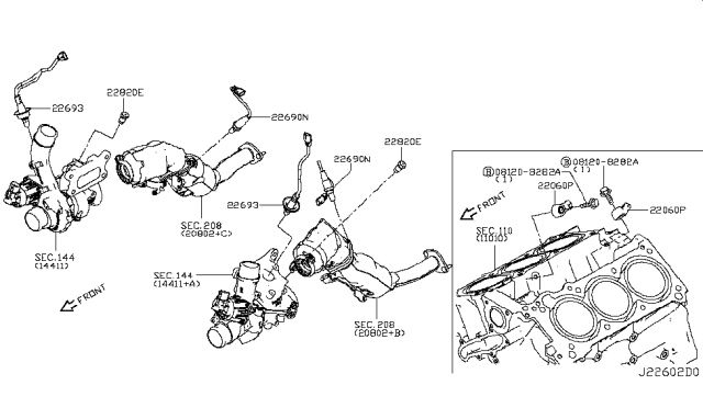 2018 Infiniti Q50 Plug Diagram for 14052-BV80A