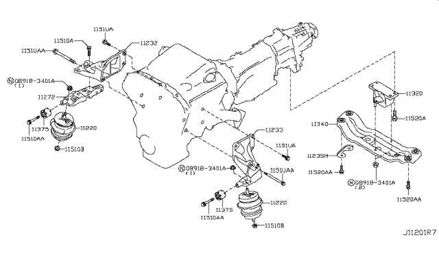 2016 Infiniti Q50 Engine & Transmission     Mounting Diagram 7