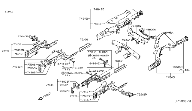 2018 Infiniti Q50 Member-Rear,Side Rear,RH Diagram for 75514-1MA0A