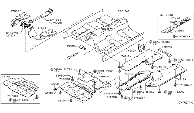 2019 Infiniti Q50 Floor Fitting Diagram 2