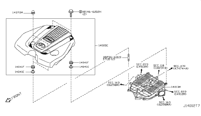 2016 Infiniti Q50 Grommet Diagram for 16557-4GC0A