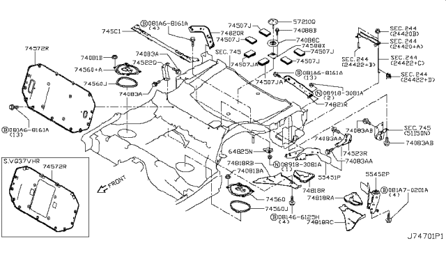 2019 Infiniti Q50 Floor Fitting Diagram 4