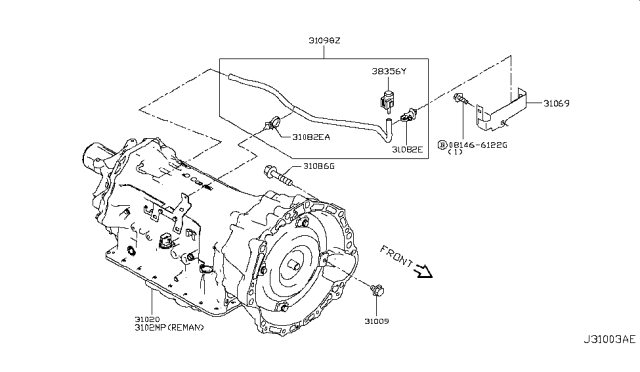 2016 Infiniti Q50 Auto Transmission,Transaxle & Fitting Diagram 3