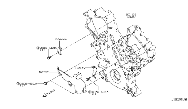 2018 Infiniti Q50 Bracket Assembly Diagram for 16264-5CA0B