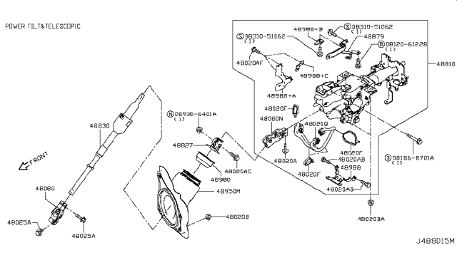 2016 Infiniti Q50 Joint Assy-Steering Column,Lower Diagram for 48080-4GA3D