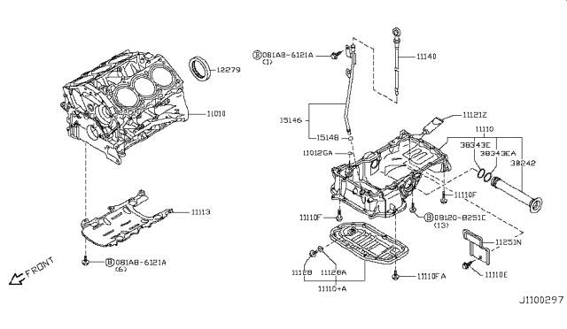 2016 Infiniti Q50 Cylinder Block & Oil Pan Diagram 6