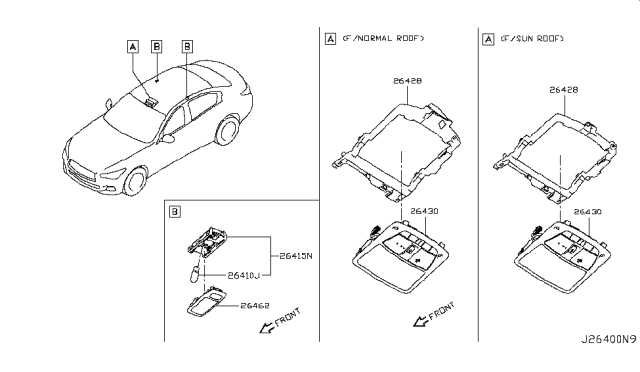 2018 Infiniti Q50 Lamp Assembly Map Diagram for 26430-6HH7E