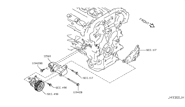 2015 Infiniti Q50 Power Steering Pump Mounting Diagram 1