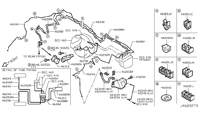 2015 Infiniti Q50 Brake Piping & Control Diagram 5