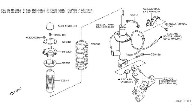 2019 Infiniti Q50 Spring Assy-Leaf,Rear Diagram for 55020-5CH0B