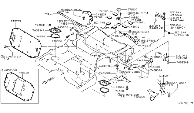 2015 Infiniti Q50 Floor Fitting Diagram 3