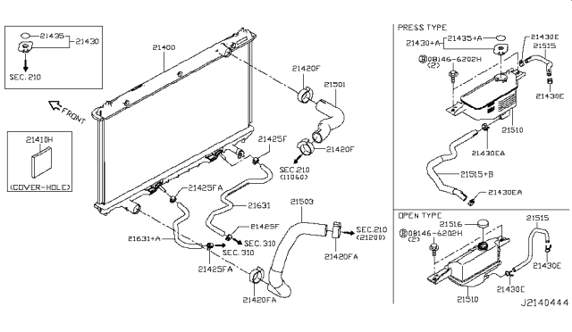 2016 Infiniti Q50 Radiator,Shroud & Inverter Cooling Diagram 7