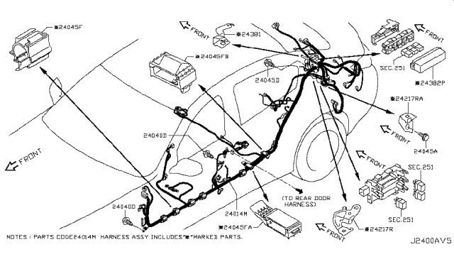 2016 Infiniti Q50 Harness-Body NO2 Diagram for 24017-4HH1B