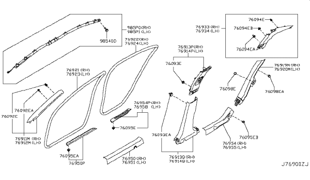 2015 Infiniti Q50 Body Side Trimming Diagram 2