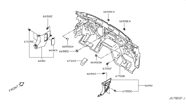 2015 Infiniti Q50 Dash Trimming & Fitting Diagram