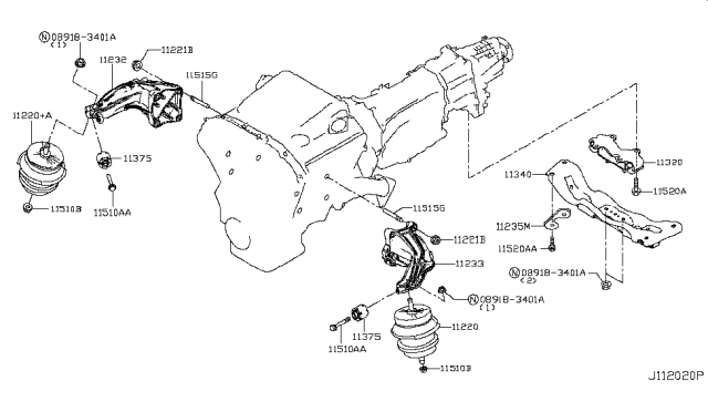 2016 Infiniti Q50 Engine & Transmission     Mounting Diagram 5