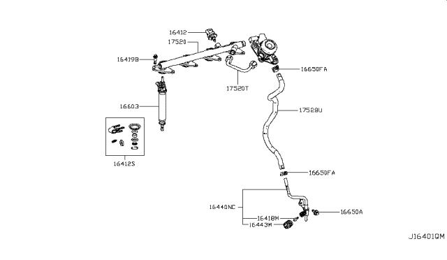 2017 Infiniti Q50 Cover-Fuel Hose Diagram for 16443-HG00A