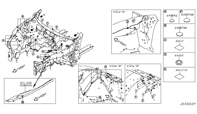 2015 Infiniti Q50 Hood Ledge & Fitting Diagram 2