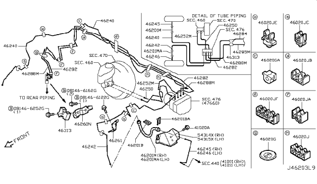 2017 Infiniti Q50 Tube Assy-Front Brake,RH Diagram for 46245-4GA0A