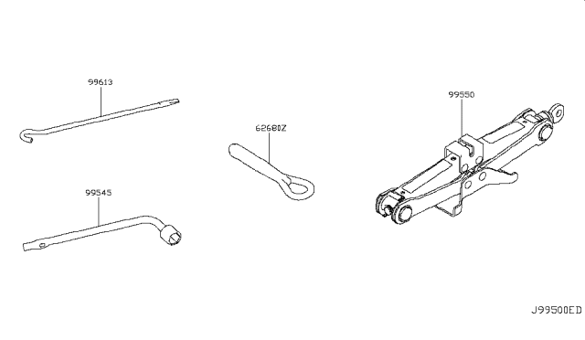 2014 Infiniti Q50 Tool Kit & Maintenance Manual Diagram