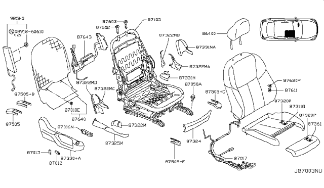 2015 Infiniti Q50 Trim & Pad Assy-Cushion,Front Seat Diagram for 87310-4HA7B