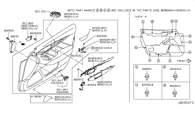 2018 Infiniti Q50 Front Door Trimming Diagram 2