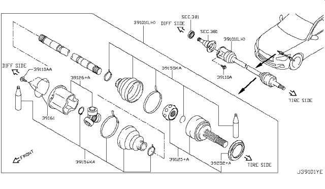 2017 Infiniti Q50 Front Drive Shaft (FF) Diagram 1