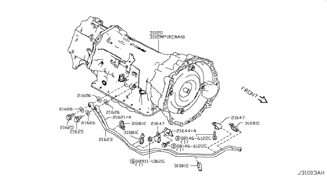 2018 Infiniti Q50 Auto Transmission,Transaxle & Fitting Diagram 13