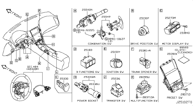 2018 Infiniti Q50 Cigarette Lighter Complete Diagram for 25331-3RA0D