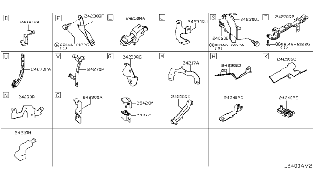 2015 Infiniti Q50 Bracket-Clip,Battery Cable Diagram for 24230-4GA0A