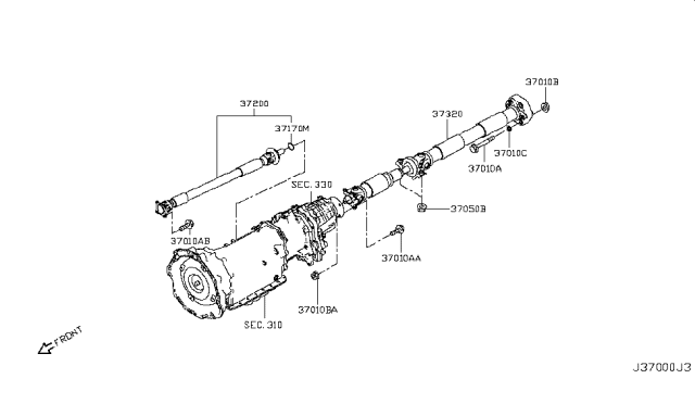 2016 Infiniti Q50 Propeller Shaft Diagram 3